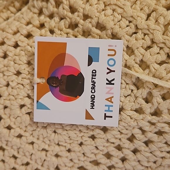 Hand Crafted Granny Square Crochet Top Summer Swimwear Beige Handmade Rhombus - Picture 12 of 17